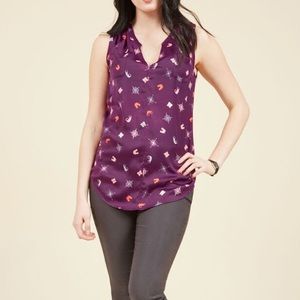 ModCloth purple Travel Binocular & compass blouse